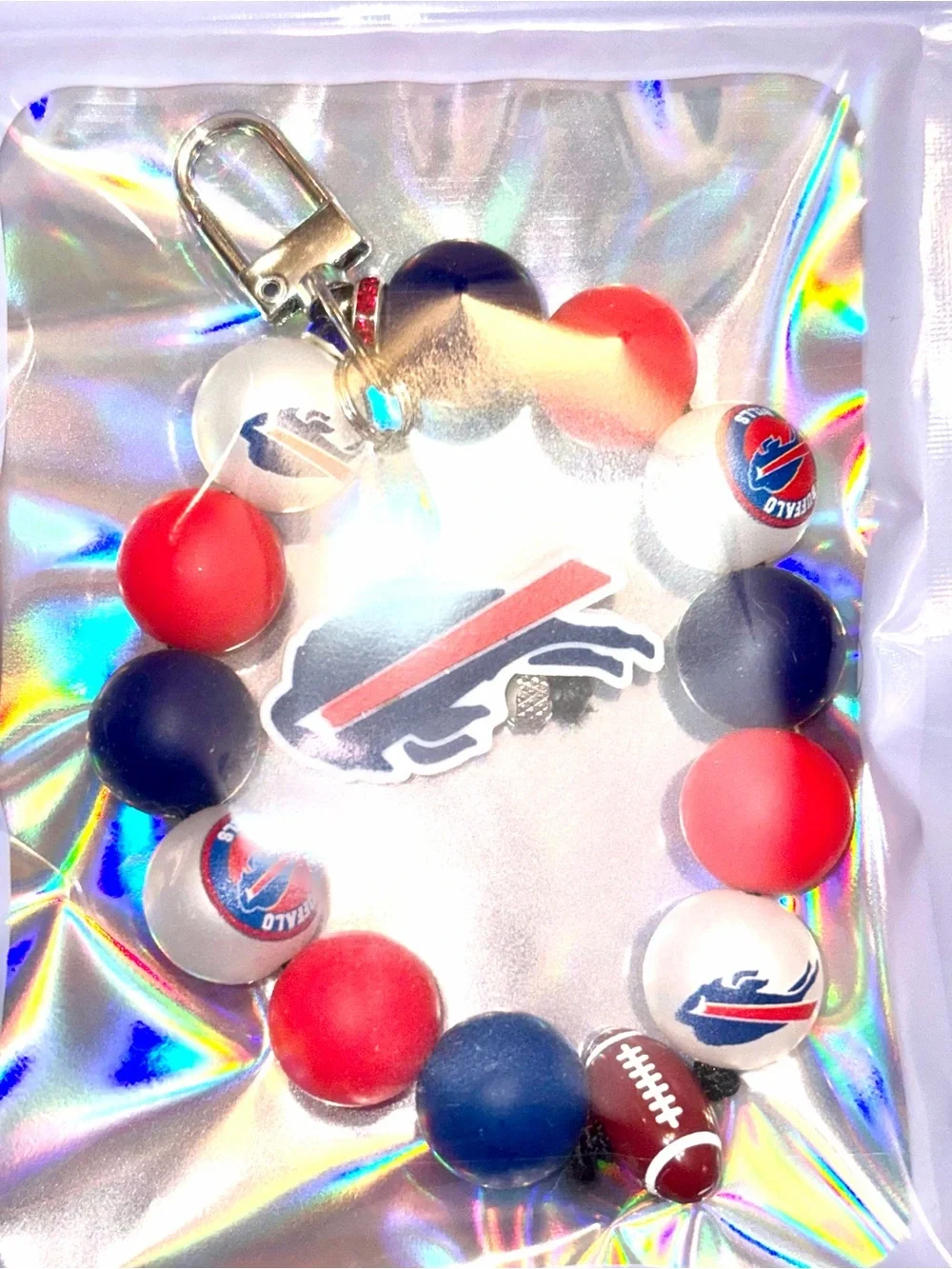 Handmade Buffalo Bills Wristlet / Keychain / Bag Charm